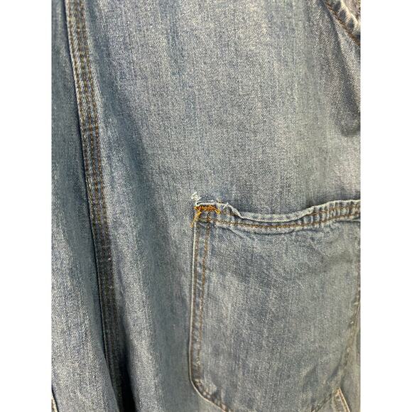 VTG Y2K Liberty Dungaree Bib Overalls Light Wash Distressed Farm Chore Size 33 L - Picture 12 of 14